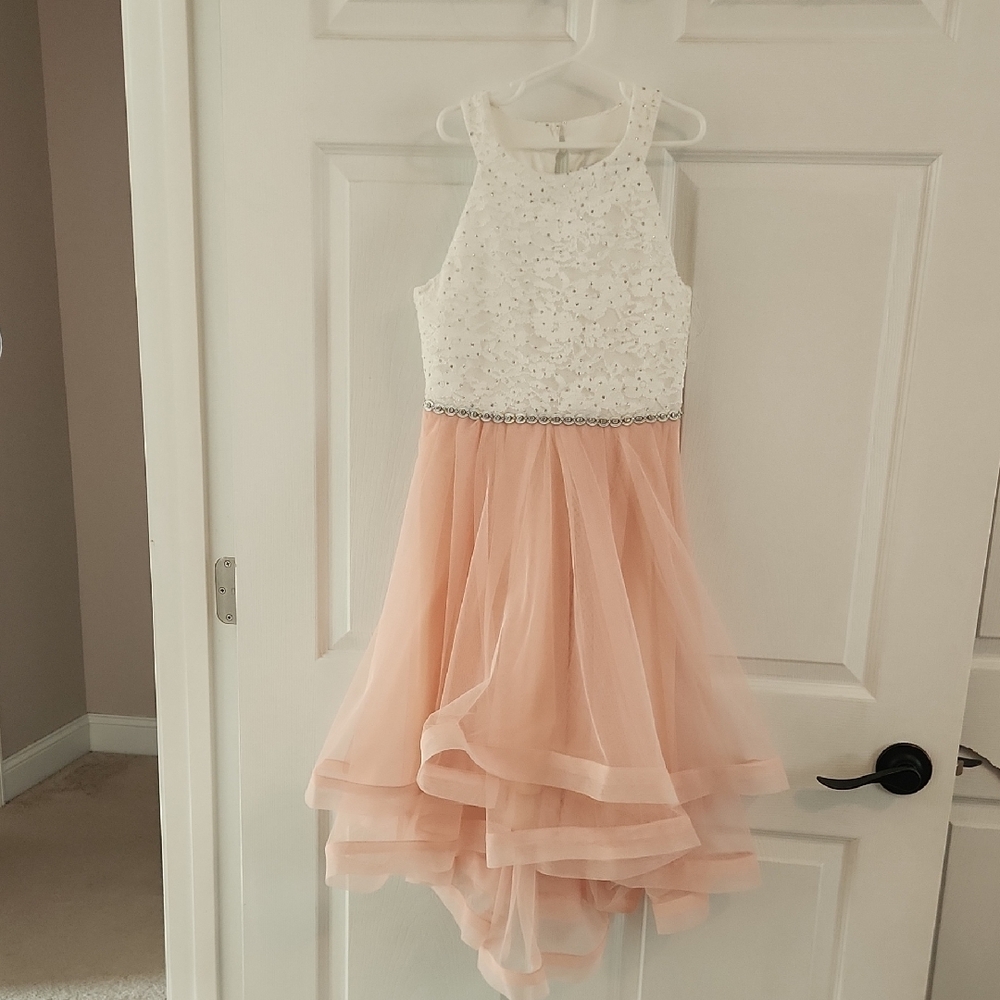 Speechless White and Peach Formal Kids Dress